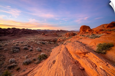 Red Rocks At White Domes Area At Sunset, Valley Of Fire State Park, Nevada