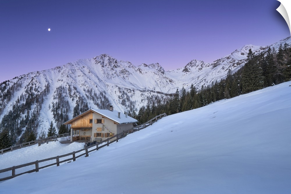 Revu alm at night Europe, Italy, Trentino Alto Adige region, Trento district, Non valley, mountain group Maddalene