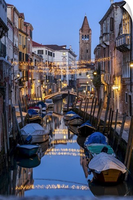 Rio De San Barnaba At Dusk, Venice, Veneto, Italy, Europe