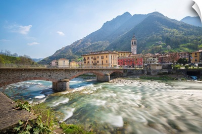 San Pellegrino Terme And Brembo River, Val Brembana, Orobie Alps, Italian Alps, Italy