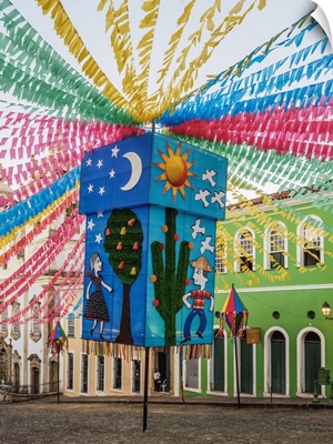Sao Joao Festival Decorations on Largo do Pelourinho, Salvador, State of Bahia, Brazil