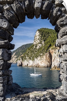 Scenic sea view from the medieval walls of Porto Venere, Liguria, Italy