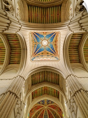 Spain, Madrid, Almundena Cathedral, View Of Ceiling