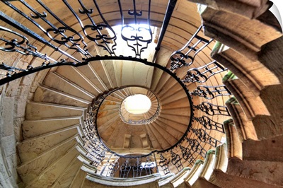 Spiral staircase, Seaton Delaval Hall, Northumberland, England, UK