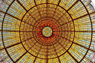 Stained-Glass Skylight, Palace Of Catalan Music Concert Hall, Barcelona, Spain