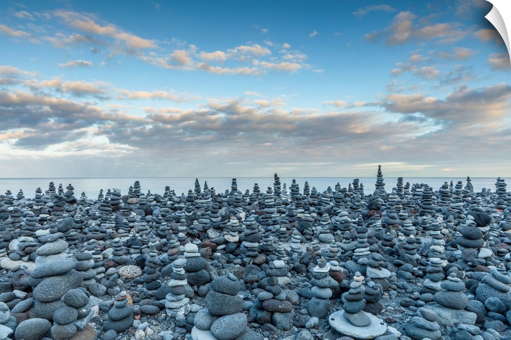 Stone Displays At Playa Jardin, Puerto De La Cruz, Tenerife, Canary Islands, Spain.