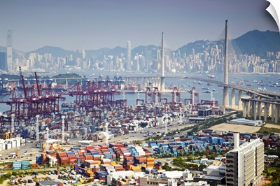 Stonecutters Bridge and container port, Hong Kong