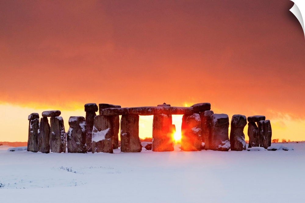 Stonehenge At Sunset In Winter, Salisbury Plain, Wiltshire, England