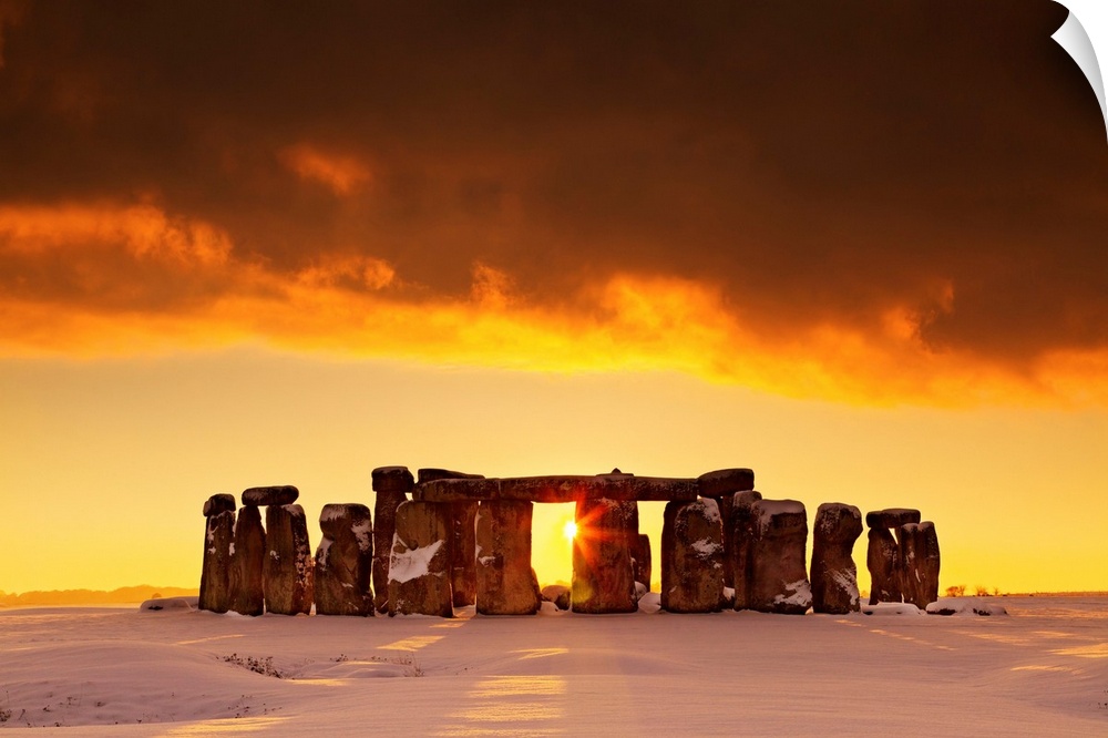 Stonehenge At Sunset In Winter, Salisbury Plain, Wiltshire, England