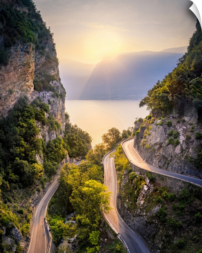 The famous Strada della Forra, a scenic road on Garda Lake western side. Brescia province, Lombardy, Italy