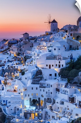 Sunset At The Village Of Oia In Santorini, Cyclades Islands, Greece