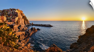 Sunset On Manarola, National Park Of Cinque Terre, Italy