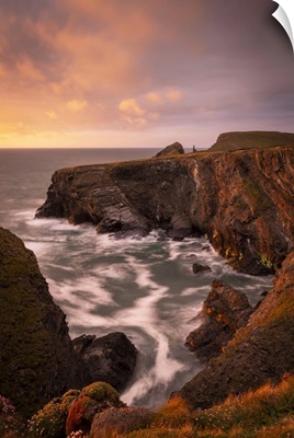 Sunset Over The Dramatic Cliffs Of North Cornwall, England
