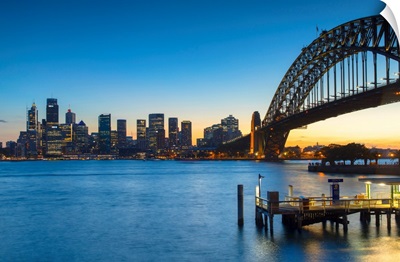 Sydney Harbour Bridge And Skyline At Sunset, Sydney, New South Wales, Australia