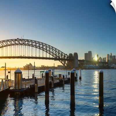 Sydney Harbour Bridge From Mcmahons Point At Sunrise, Sydney, New South Wales, Australia