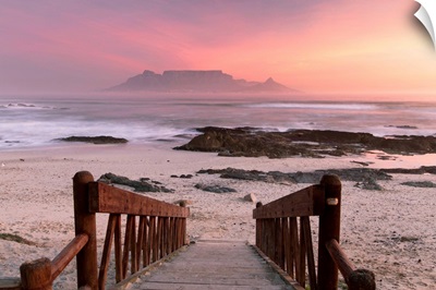 Table Mountain from Bloubergstrand at sunset, Cape Town, Western Cape, South Africa