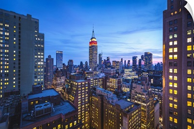 The Empire State Buiklding At Evening, Manhattan, New York
