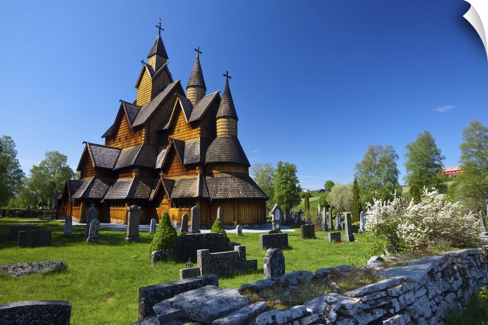The impressive exterior of Heddal Stave Church, Norway's largest wooden Stavekirke, Notodden, Norway