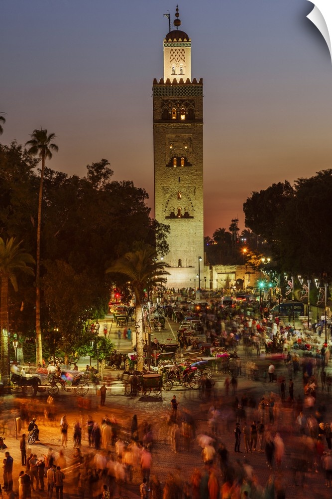 Africa, Morocco, Marrakesh, The Koutoubia Mosque or Kutubiyya Mosque is the largest mosque in Marrakesh