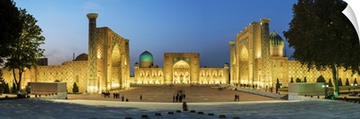 The Registan square and its three madrasahs.