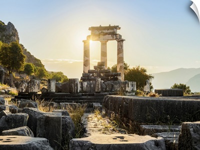 Tholos Of Delphi, Temple Of Athena Pronaia, Sunrise, Delphi, Phocis, Greece