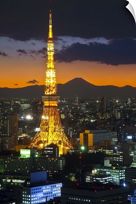 Tokyo Tower and Mt. Fuji from Shiodome, Tokyo, Japan