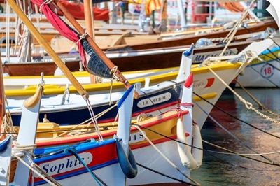 Traditional Colorful Wooden Fishing Boat In The Port Harbor At Sanary-Sur-Mer, France