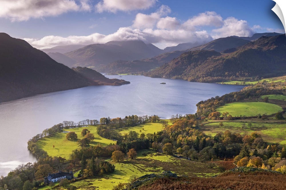 Ullswater from Gowbarrow Fell, Lake District National Park, Cumbria, England. Autumn