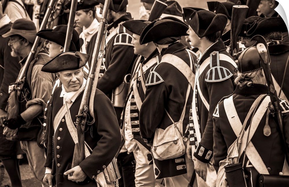 USA, New England, Massachusetts, Cape Ann, Gloucester, re-enactors of the Battle of Gloucester, August 8-9, 1775, battle c...
