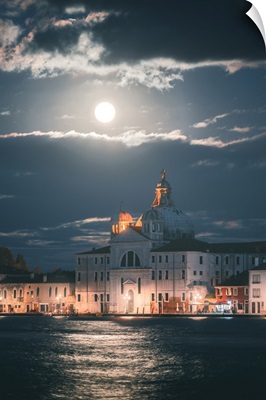 Venice, Italy, Santa Maria Della Presentazione Church And Giudecca Skyline At Night