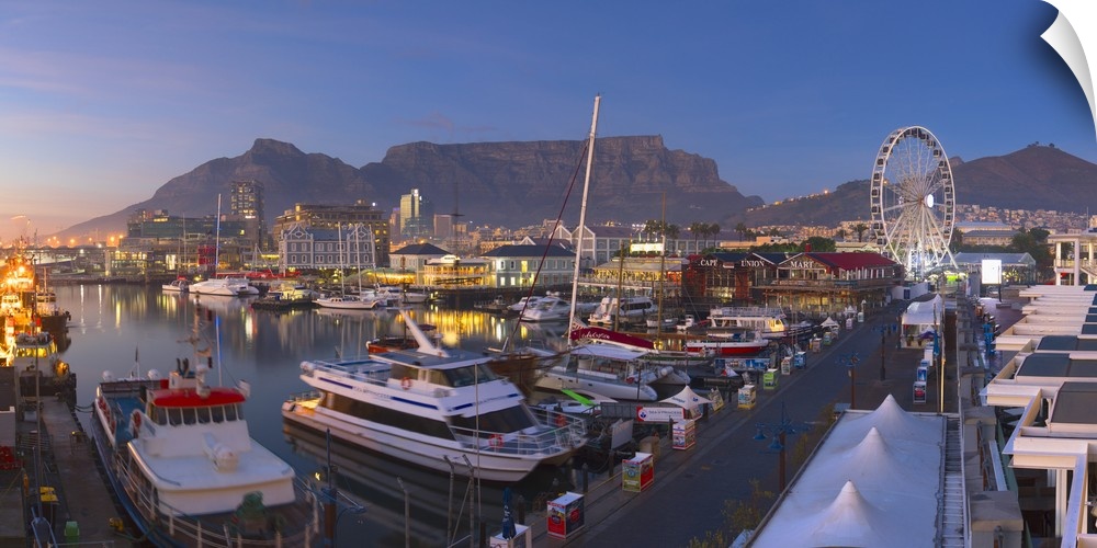 Victoria and Albert (V A) Waterfront at dawn, Cape Town, Western Cape, South Africa