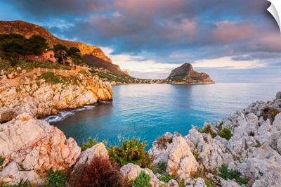 View Of Cape Zafferano At Sunrise-Europe, Sicily Region, Italy