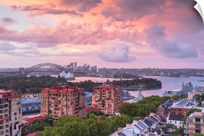 View Of Sydney Harbour Bridge And Sydney Harbour At Sunset, Sydney, Australia
