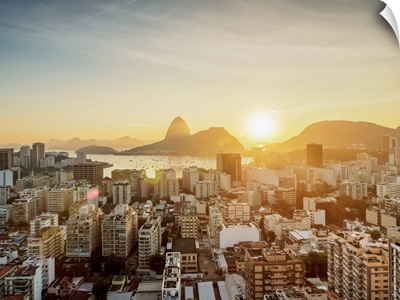 View over Botafogo towards the Sugarloaf Mountain at sunrise, Rio de Janeiro, Brazil