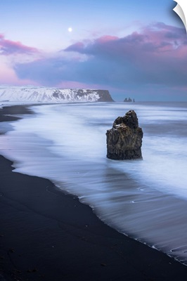 Vik, Southern Iceland, The black beach of Reynisfjara on a winter sunset