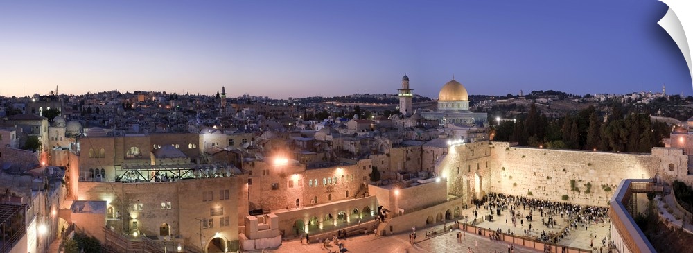 Wailing Wall / Western Wall, Dome of The Rock Mosque and panoramic view of the old city of Jerusalem, Israel