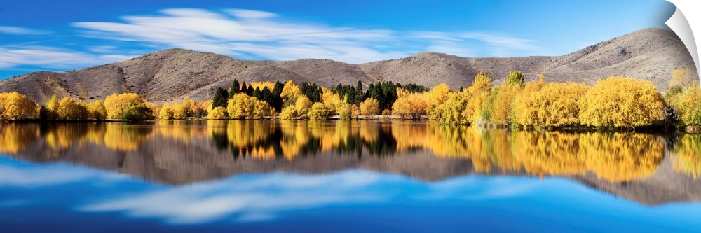 Wairepo Arm Reflections In Autumn, New Zealand