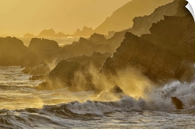 Waves crashing on shoreline, Pfeiffer State Park, Big Sur, California