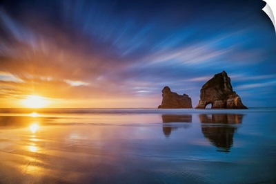 Wharariki Beach At Sunset, New Zealand