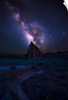 Milky Way and Temple of the Sun Align, Capitol Reef National Park
