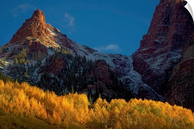 Sunlight On the Peak and Aspens, Maroon Bells Wilderness White River National Forest