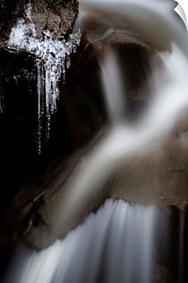 Water Runs In A Creek As Icicles Form, Colorado Rockies, CO