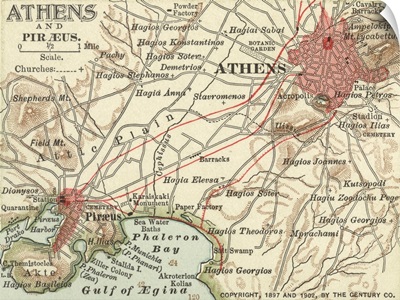 Athens - Vintage Map
