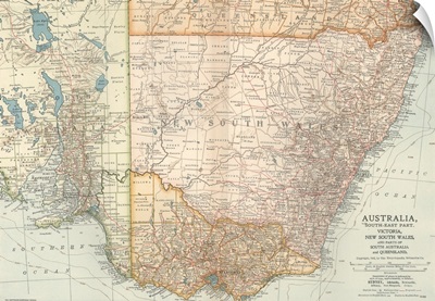 Australia, South-East Part - Vintage Map