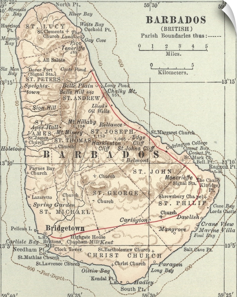 Barbados - Vintage Map