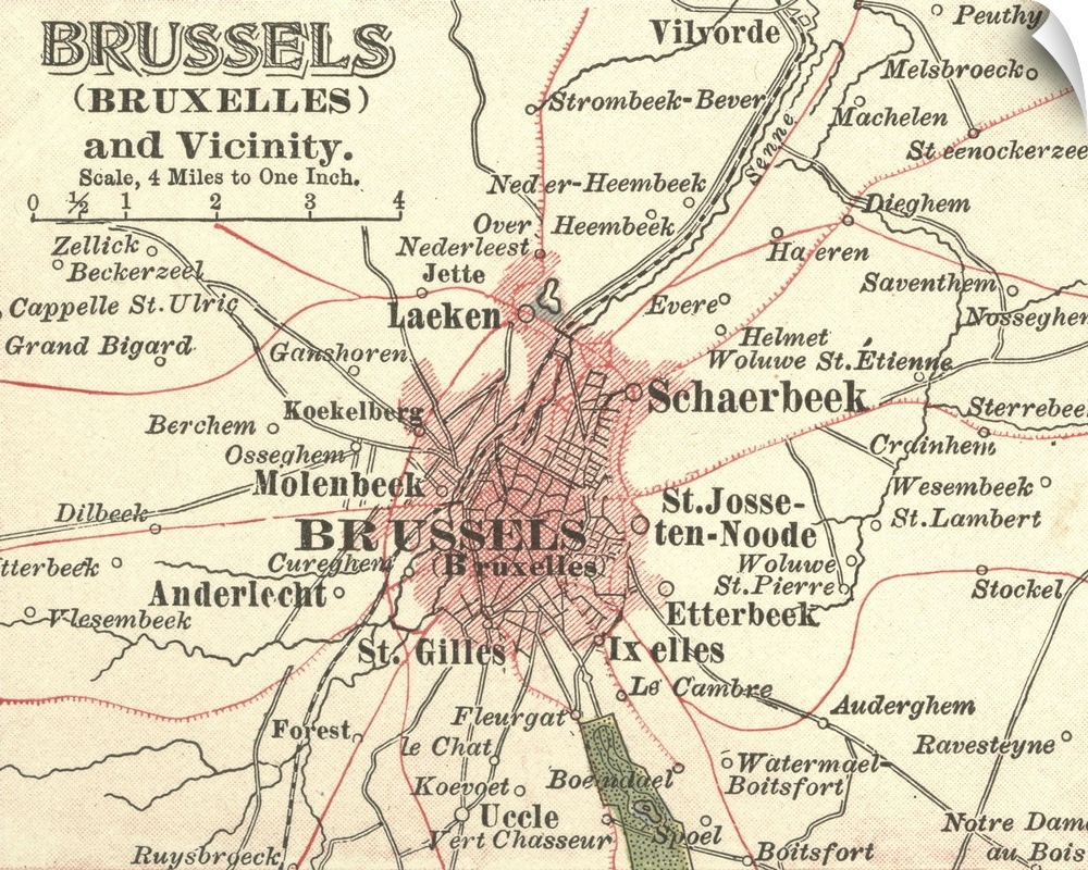 Brussels - Vintage Map