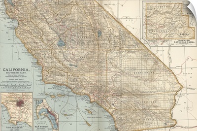 California, Southern Part - Vintage Map