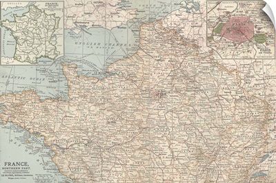 France, Northern Part - Vintage Map