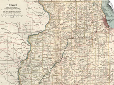 Illinois, Northern Part - Vintage Map