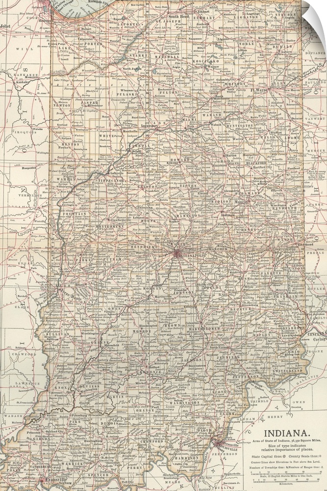 Indiana - Vintage Map